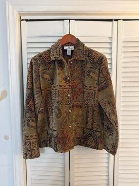 Erin London Vintage Tapestry Paisley Button Front Jacket